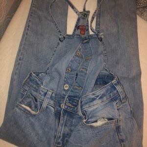 brand new denim overalls